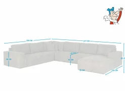 Hoeksalon Madrid 377x299cm - stof - bruin