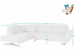 Hoeksalon Maltese  276x215cm - stof - lichtgrijs