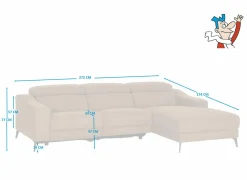 Hoeksalon Mana 272x174cm - stof - cognac met relax