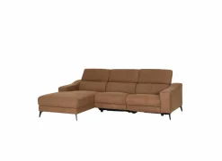 Hoeksalon Mana 272x174cm - stof - cognac met relax