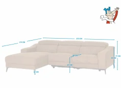 Hoeksalon Mana 272x174cm - stof - cognac met relax