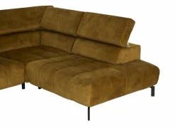 Hoeksalon Message-S 295x228cm - stof - goud met poef