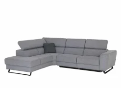 Hoeksalon Milton 302x238cm - stof - grijs met 2 elektrische relaxen