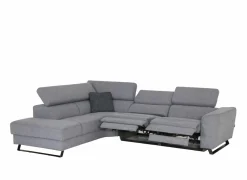 Hoeksalon Milton 302x238cm - stof - grijs met 2 elektrische relaxen