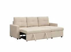 Hoeksalon Moncada 213x122cm - stof - beige & grijs