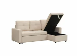 Hoeksalon Moncada 213x122cm - stof - beige & grijs