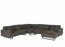 Hoeksalon Monolithos 373x332cm - stof - bruin