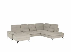 Hoeksalon Naja 353x255cm - stof - desert met bedfunctie en zitdiepteverstelling