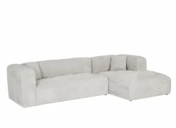 Hoeksalon Nuoro HB 295x170cm - ribfluweel - wit