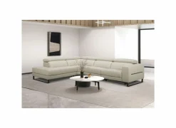 Hoeksalon Nyx 322x257cm - leder - lichtgrijs met relax