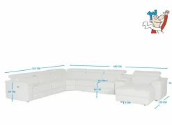 Hoeksalon Play 430x315cm - leder - wit met relax