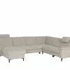 Hoeksalon Poppy 317x249cm - stof - beige met relax & bedfunctie