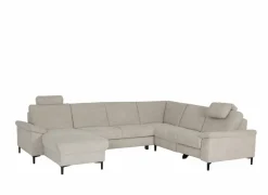 Hoeksalon Poppy 317x249cm - stof - beige met relax & bedfunctie