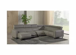 Hoeksalon Rigole 348x163cm - stof - donkergrijs met relax