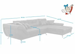 Hoeksalon San Francisco 355x218cm - stof - grijs