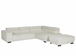 Hoeksalon Satellite-S 323x222cm - stof - naturel met poef en zitdiepteverstelling