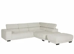 Hoeksalon Satellite-S 323x222cm - stof - naturel met poef en zitdiepteverstelling