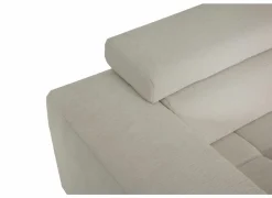 Hoeksalon Satellite-S 323x222cm - stof - naturel met poef en zitdiepteverstelling