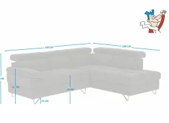 Hoeksalon Sirocco 230x200cm - stof - donkergrijs met bedfunctie