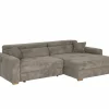 Hoeksalon Slider 279x186cm - ribcord stof - bruin met bedfunctie