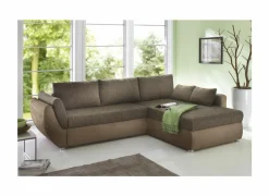 Hoeksalon Taifun 272x200cm - stof - bruin met bedfunctie