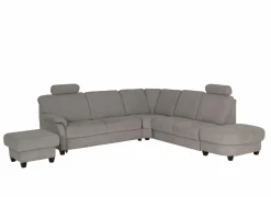 Hoeksalon Toulouse 269x287cm - stof - zilvergrijs met bedfunctie & poef & opbergruimte