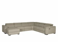 Hoeksalon Walk 380x303cm - leder - grijs met relax