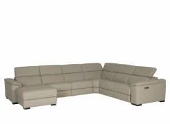 Hoeksalon Walk 380x303cm - leder - grijs met relax