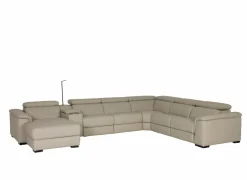 Hoeksalon Walk 413x303cm - leder - grijs met opbergruimte