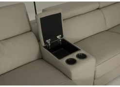 Hoeksalon Walk 413x303cm - leder - grijs met relax & opbergruimte