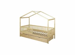 Huisbed Cinderella 90x200cm - den massief - naturel met opberglade