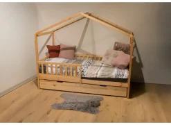 Huisbed Cinderella 90x200cm - den massief - naturel met opberglade