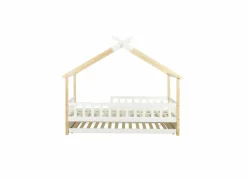 Huisbed Guinevere 90x200cm - den massief - naturel & wit met bedlade