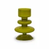 Kaarsenhouder H12cm - glas - olijfgroen