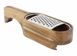 Kaasrasp Aspen 25x7cm - hout & RVS - zilver & bruin