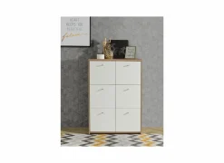 Kast Best Chest 77x30x113cm - decor - artisanale eik & wit