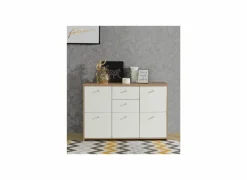 Kast Best Chest 114x30x78cm - decor - artisanale eik & wit
