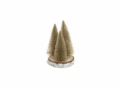 Kerstboom set van 3 op houten schijf H20cm