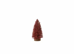 Kerstdecoratie Kerstboom met bessen H14cm - kunststof - rood
