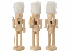 Kerstdecoratie Notenkraker  Hout & bont - naturel & wit 3 stuks