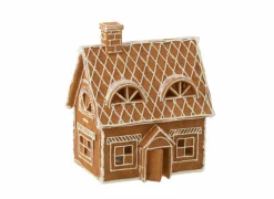 Kerstdecoratie Peperkoekenhuis 18,5x14x22cm - polystone - bruin