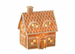 Kerstdecoratie Peperkoekenhuis 18,5x14x22cm - polystone - bruin