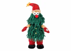 Kerstdecoratie Singing & Rocking 18x13x45cm - textiel - rood & groen