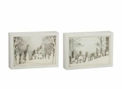 Kerstdecoratie 60x21,5x7cm - PVC & glas - wit & zilver