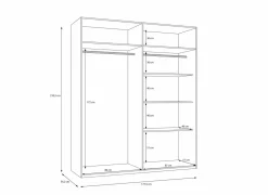 Kleerkast Adria 178cm - decor - zandeik & wolframgrijs
