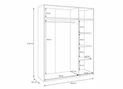 Kleerkast Adria 166cm - decor - zandeik & wolframgrijs