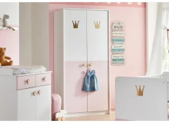 Kleerkast Cindy 95cm - decor - roze/wit