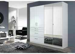 Kleerkast 181cm - decor - hoogglans wit