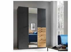 Kleerkast 136cm - decor - metallic grijs & artisanale eik