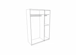 Kleerkast 136cm - decor - metallic grijs & artisanale eik